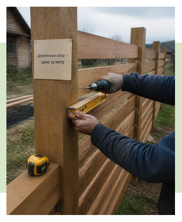 Деревянный забор цена за метр с установкой под ключ в Кинели